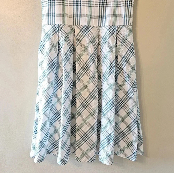 Caroll Paris Plaid Vintage Style Knee Length Retro Cutout Back Sleeveless Dress. - Picture 8 of 16
